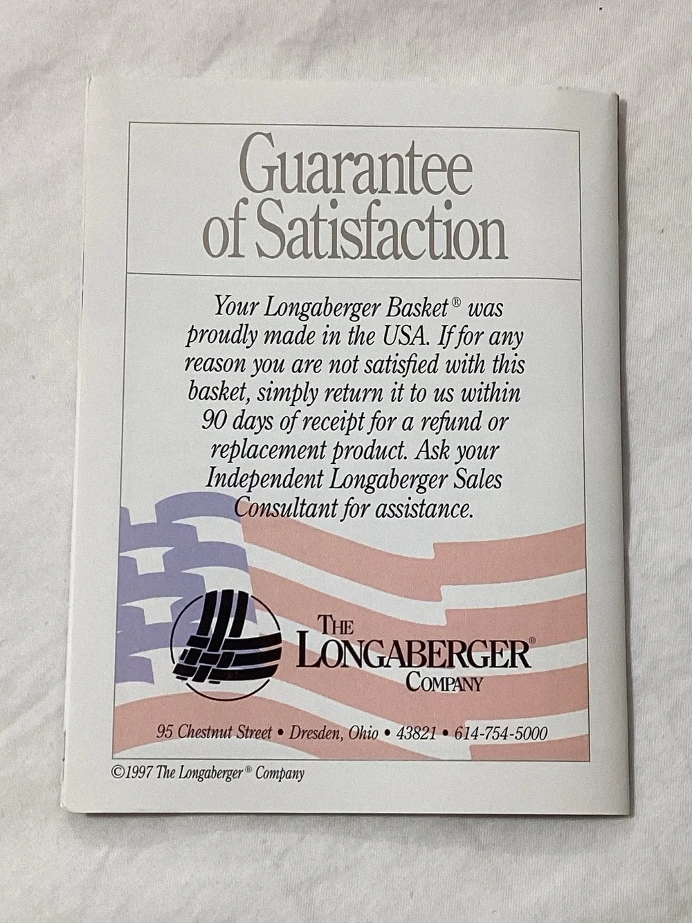 Longaberger 1997 Welcome Home Basket Collector Club Braided Handles Large